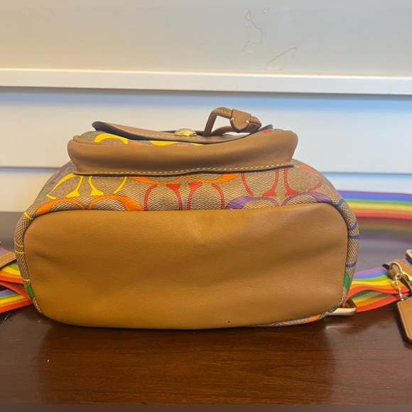 Coach Pennie Backpack 22 In Rainbow Signature Canvas - Picture 6 of 9